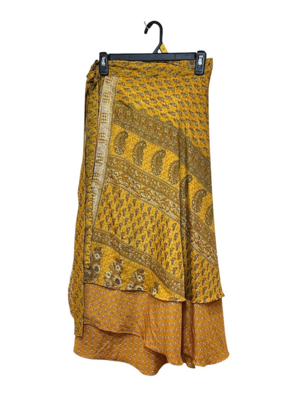 Jedzebel Full Wrap Magic Skirt Silk Blend India Gold Tones Paisely Bohemian Boho